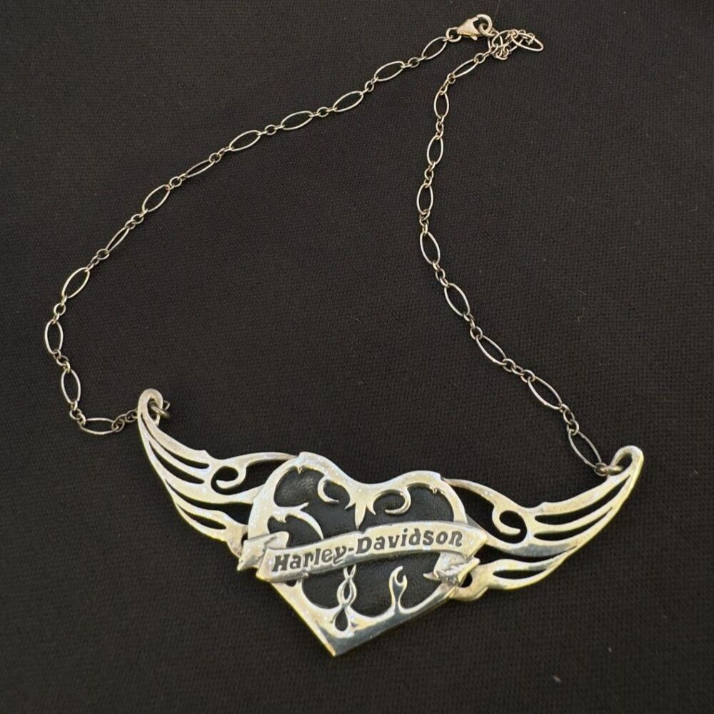 Harley-Davidson Silver Winged Heart Necklace